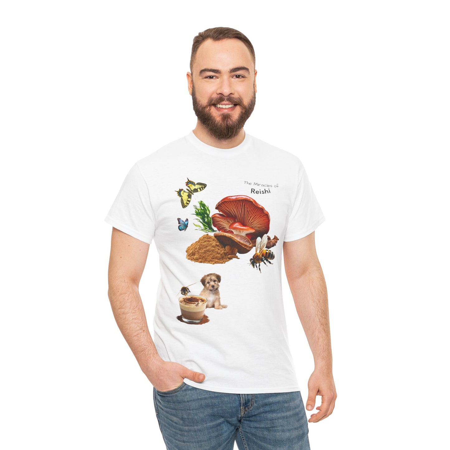 Reishi Mushroom Tee - The Miracles of Reishi Powder Unisex Heavy Cotton Shirt