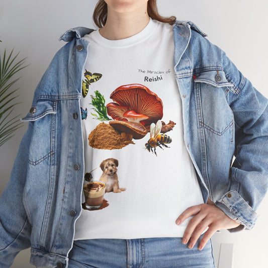Reishi Mushroom Tee - The Miracles of Reishi Powder Unisex Heavy Cotton Shirt