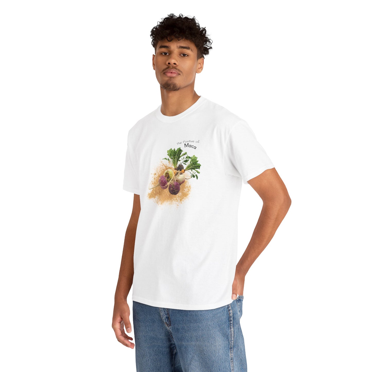 Maca Tee ( Simple ) - The Positive of Maca Powder Unisex Heavy Cotton Shirt