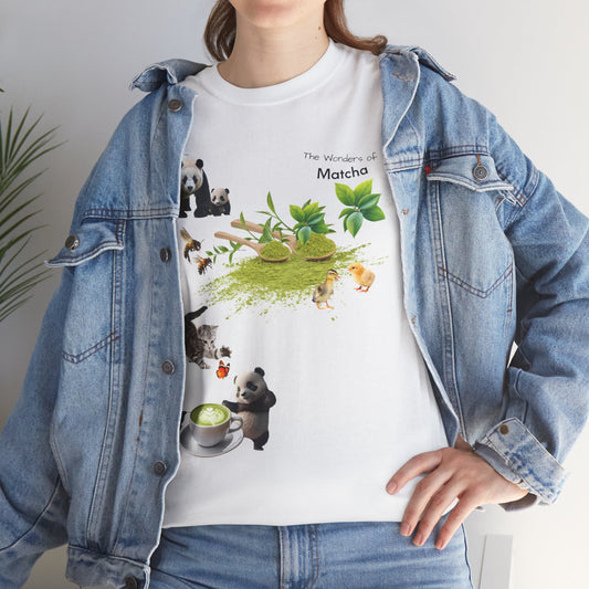 Matcha Tee - The Wonders of Matcha Powder Unisex Heavy Cotton Shirt