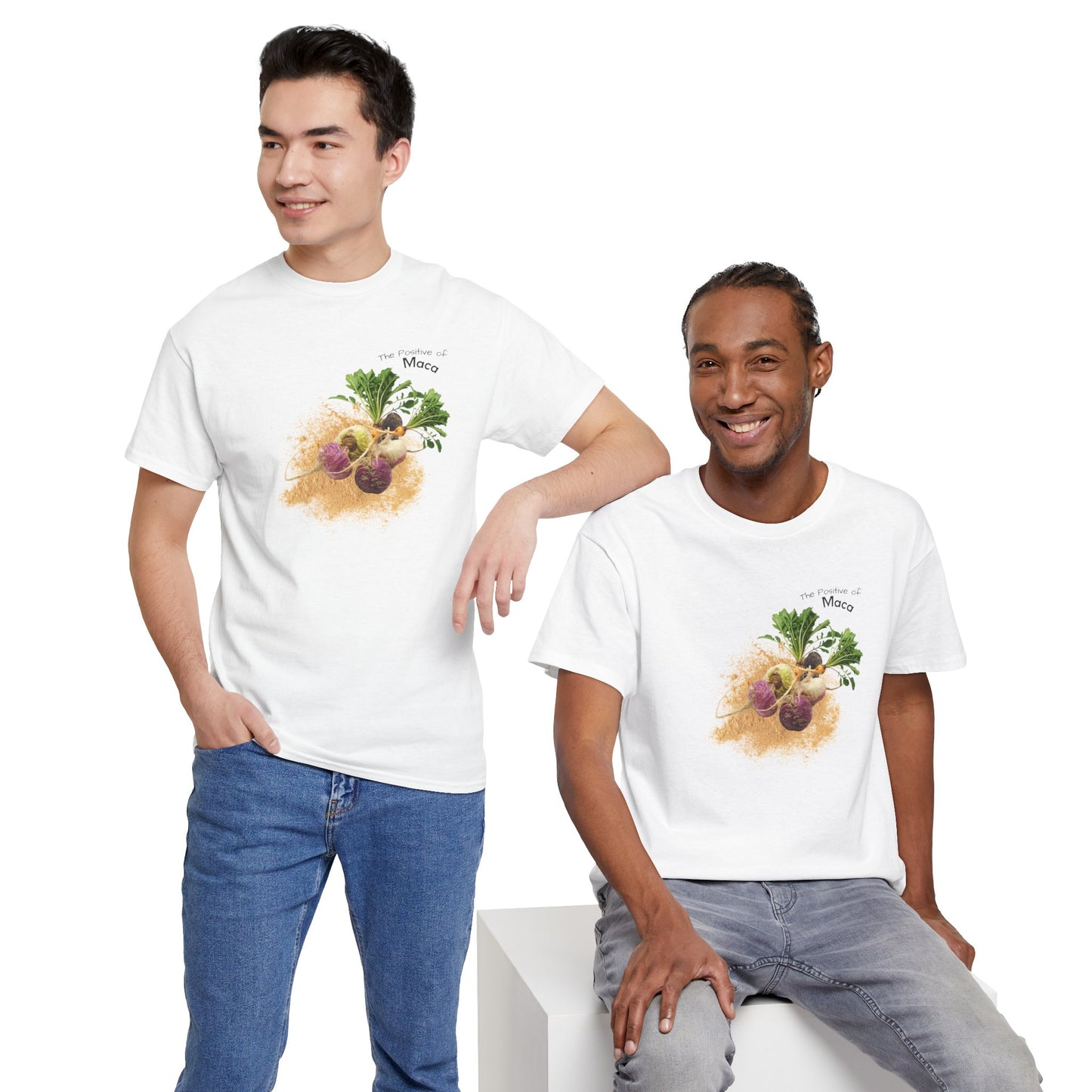 Maca Tee ( Simple ) - The Positive of Maca Powder Unisex Heavy Cotton Shirt