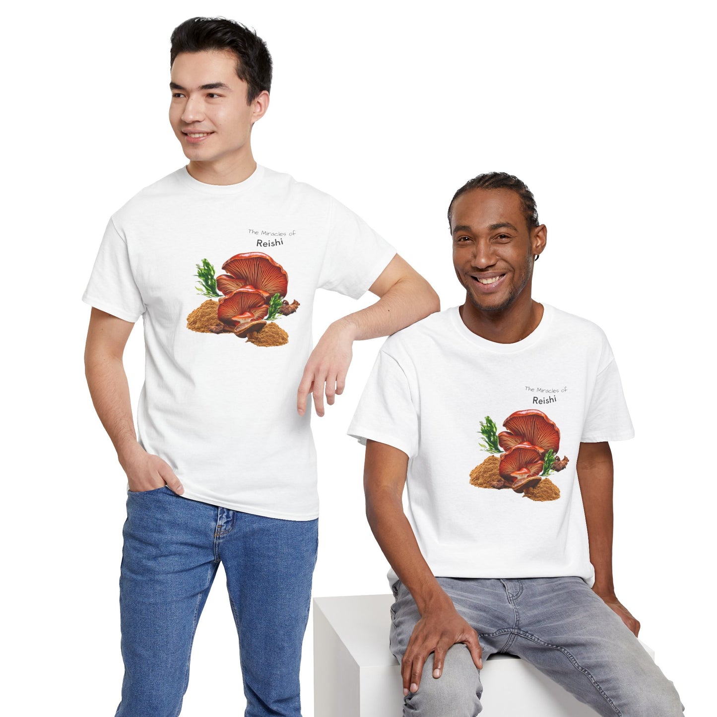 Reishi Mushroom Tee ( Simple ) - The Miracles of Reishi Powder Unisex Heavy Cotton Shirt