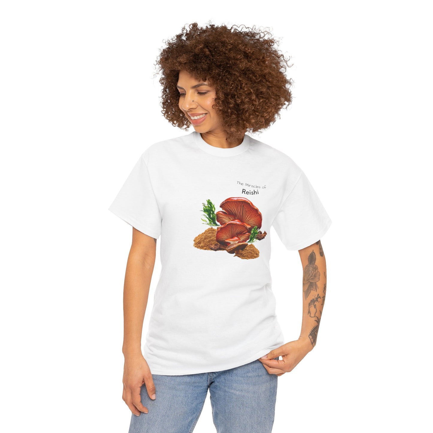 Reishi Mushroom Tee ( Simple ) - The Miracles of Reishi Powder Unisex Heavy Cotton Shirt