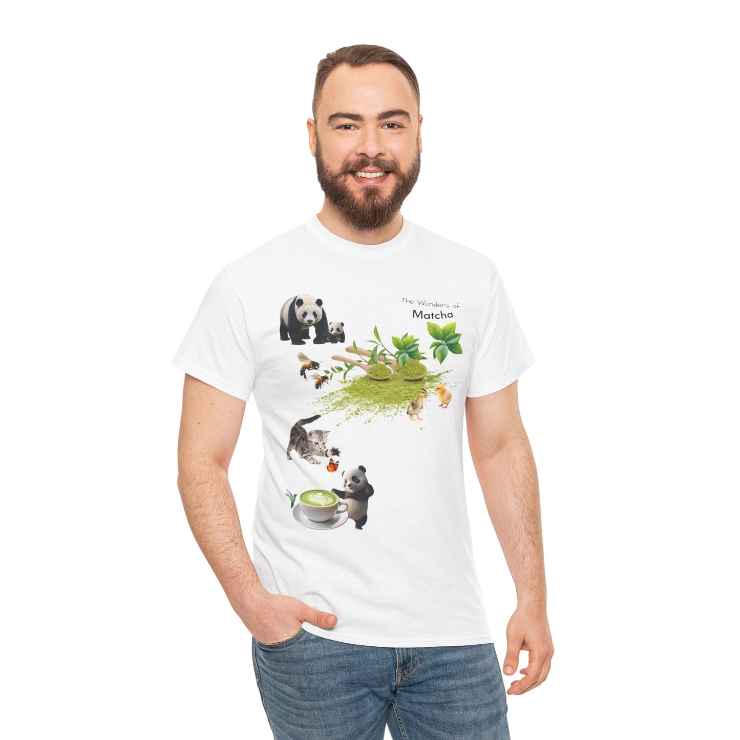 Matcha Tee - The Wonders of Matcha Powder Unisex Heavy Cotton Shirt