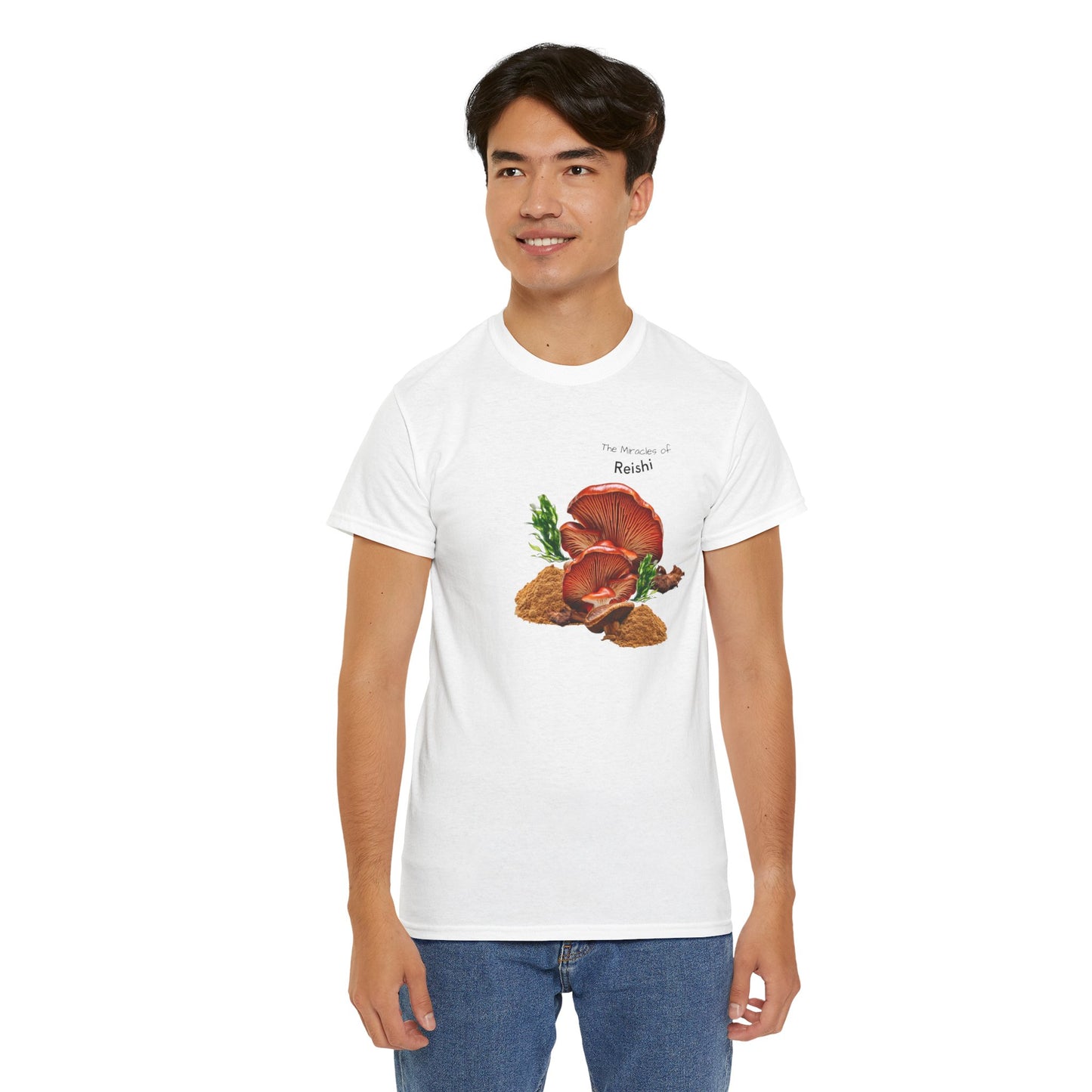 Reishi Mushroom Tee ( Simple ) - The Miracles of Reishi Powder Unisex Heavy Cotton Shirt