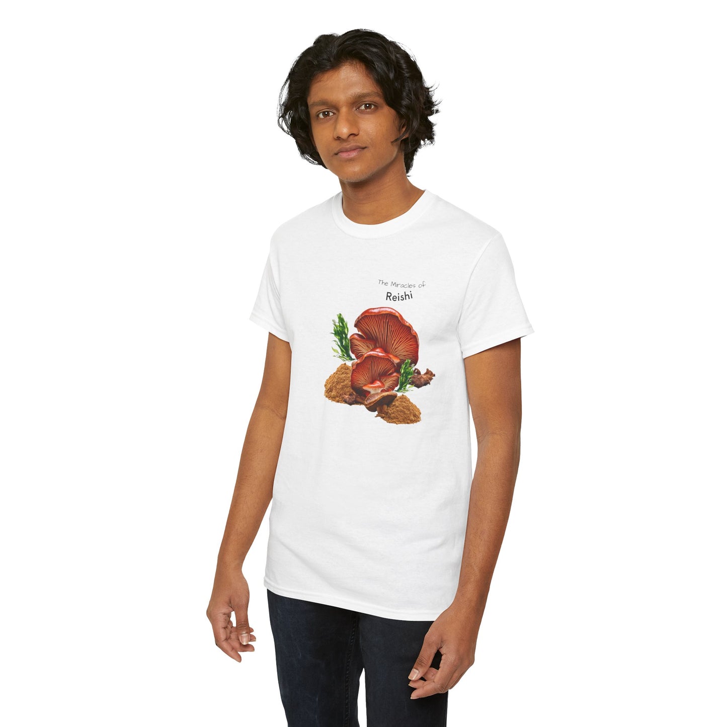 Reishi Mushroom Tee ( Simple ) - The Miracles of Reishi Powder Unisex Heavy Cotton Shirt