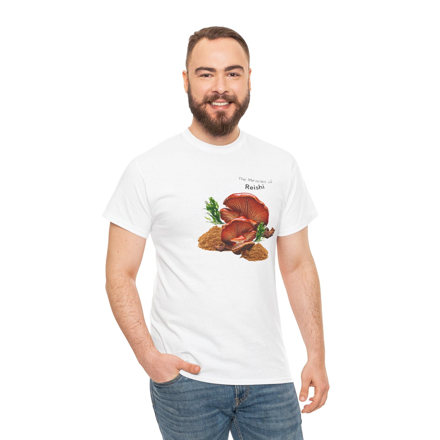 Reishi Mushroom Tee ( Simple ) - The Miracles of Reishi Powder Unisex Heavy Cotton Shirt