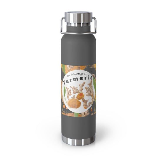 Insulated Water Bottle "The Advantage of Turmeric " Botanical Copper Vacuum 22oz