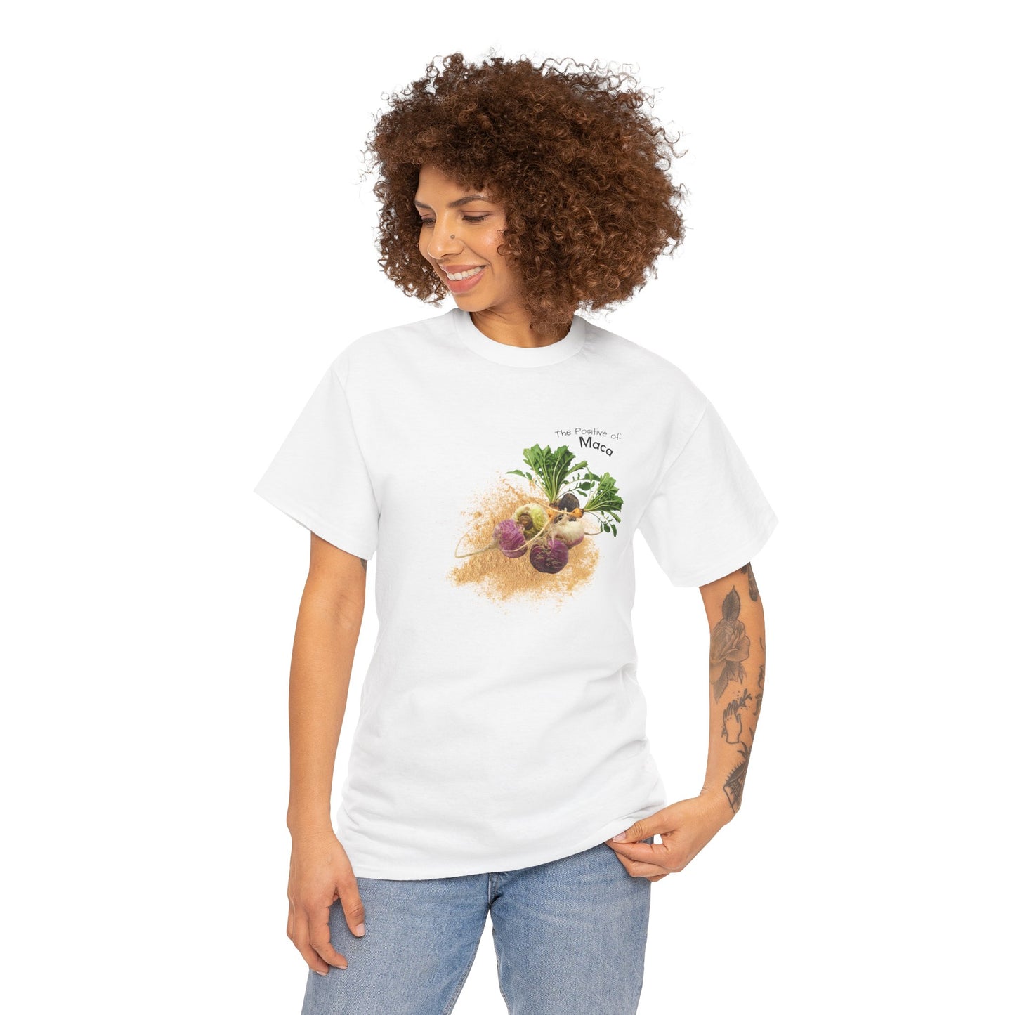 Maca Tee ( Simple ) - The Positive of Maca Powder Unisex Heavy Cotton Shirt