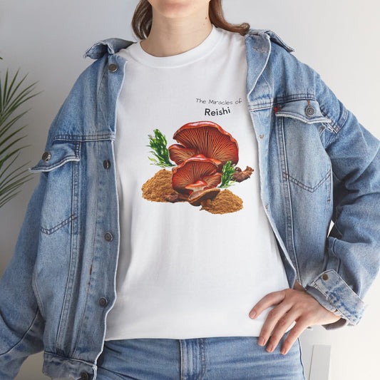 Reishi Mushroom Tee ( Simple ) - The Miracles of Reishi Powder Unisex Heavy Cotton Shirt