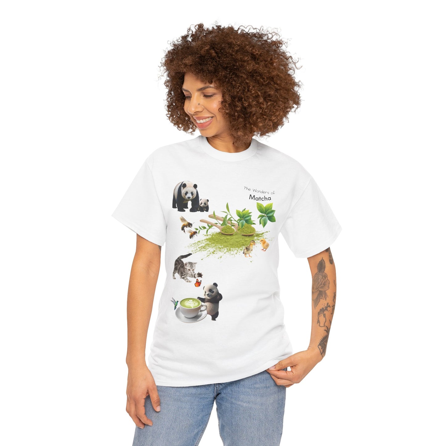 Matcha Tee - The Wonders of Matcha Powder Unisex Heavy Cotton Shirt