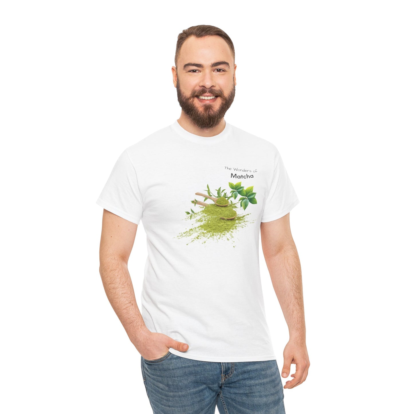Matcha Tee  ( Simple )- The Wonders of Matcha Powder Unisex Heavy Cotton Shirt