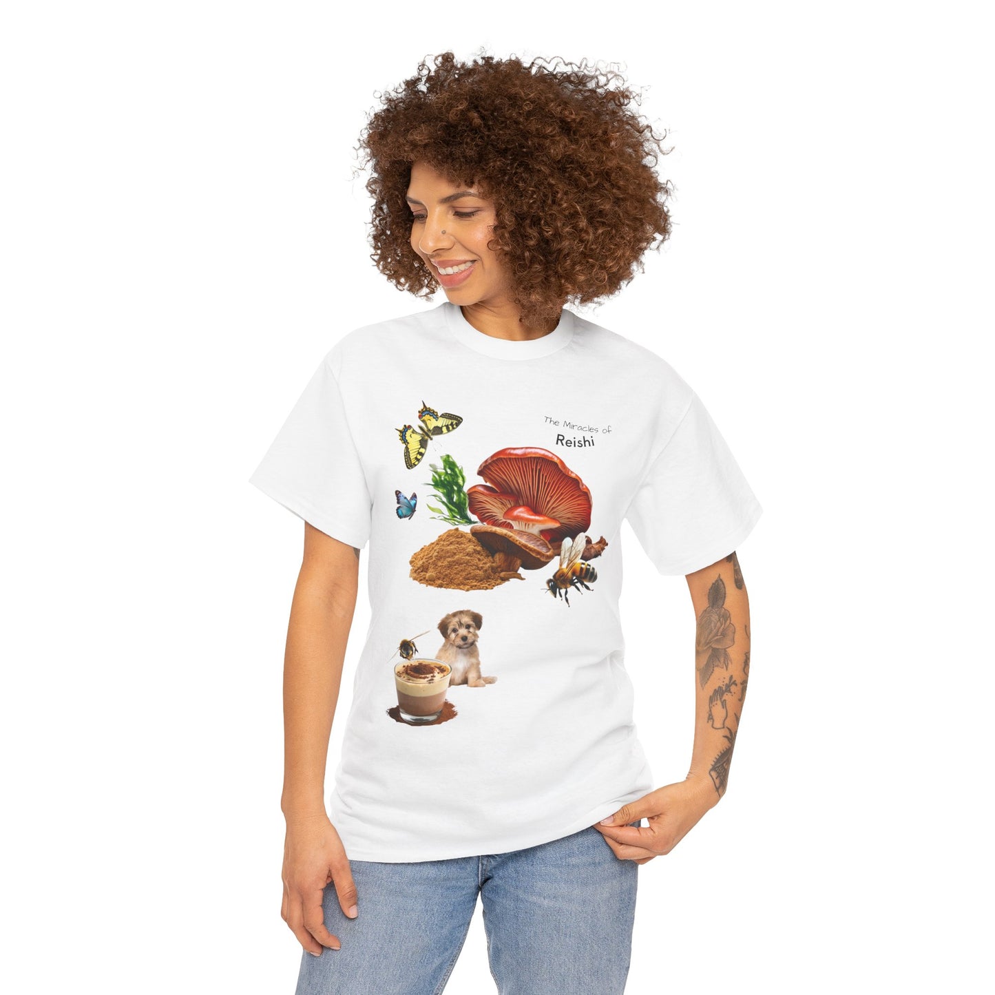 Reishi Mushroom Tee - The Miracles of Reishi Powder Unisex Heavy Cotton Shirt