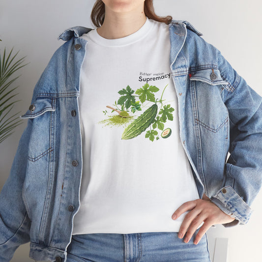 Bitter Melon Tee ( Simple )- The Wonders of Bitter melon Powder Unisex Heavy Cotton Shirt