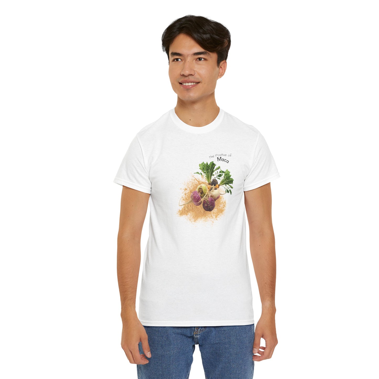 Maca Tee ( Simple ) - The Positive of Maca Powder Unisex Heavy Cotton Shirt