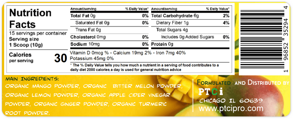 The Good Cocktail 100% Organic with Mango - powder 5 oz