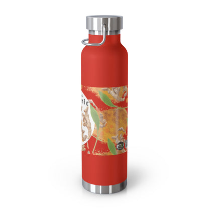 Insulated Water Bottle  "The Advantage of Turmeric "  Botanical Copper Vacuum 22oz
