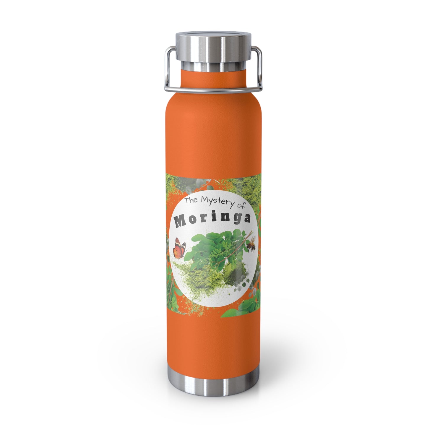 Insulated Water Bottle – ' The Mystery of Moringa ' Botanical Copper Vacuum 22oz