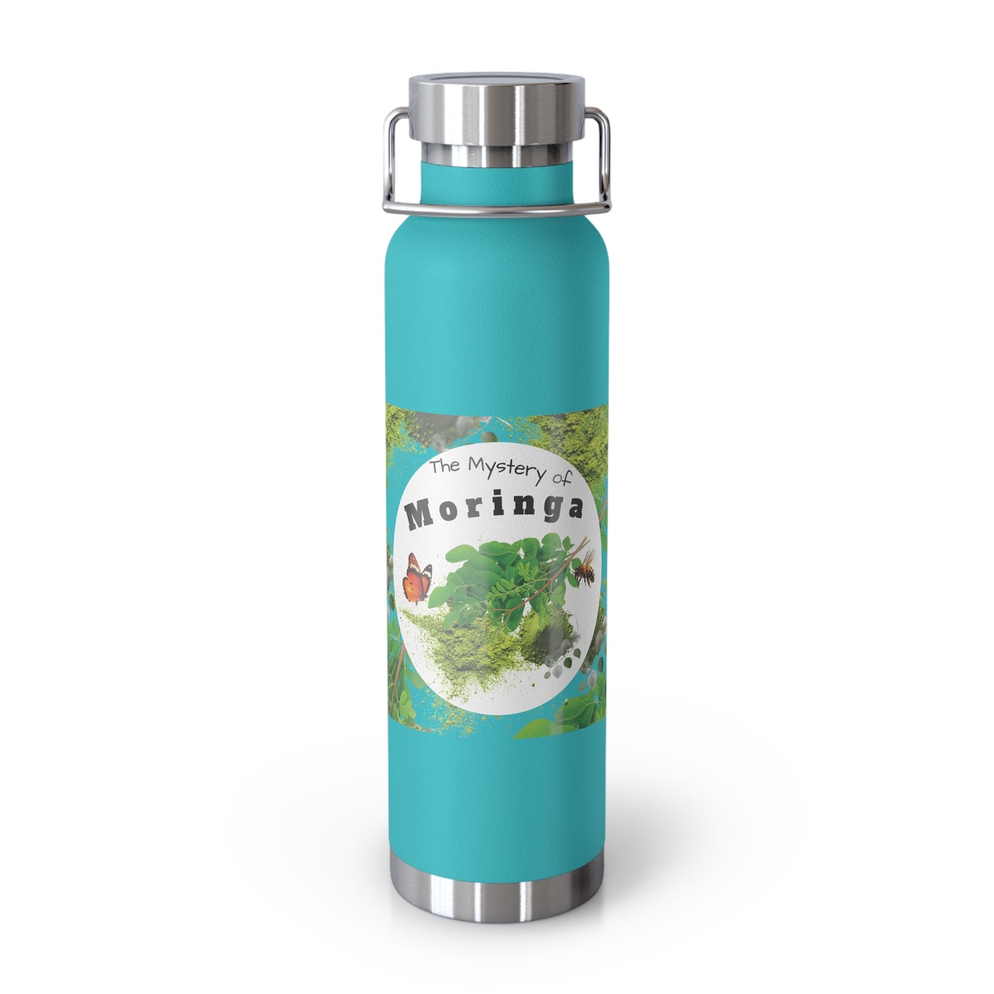 Insulated Water Bottle – ' The Mystery of Moringa ' Botanical Copper Vacuum 22oz