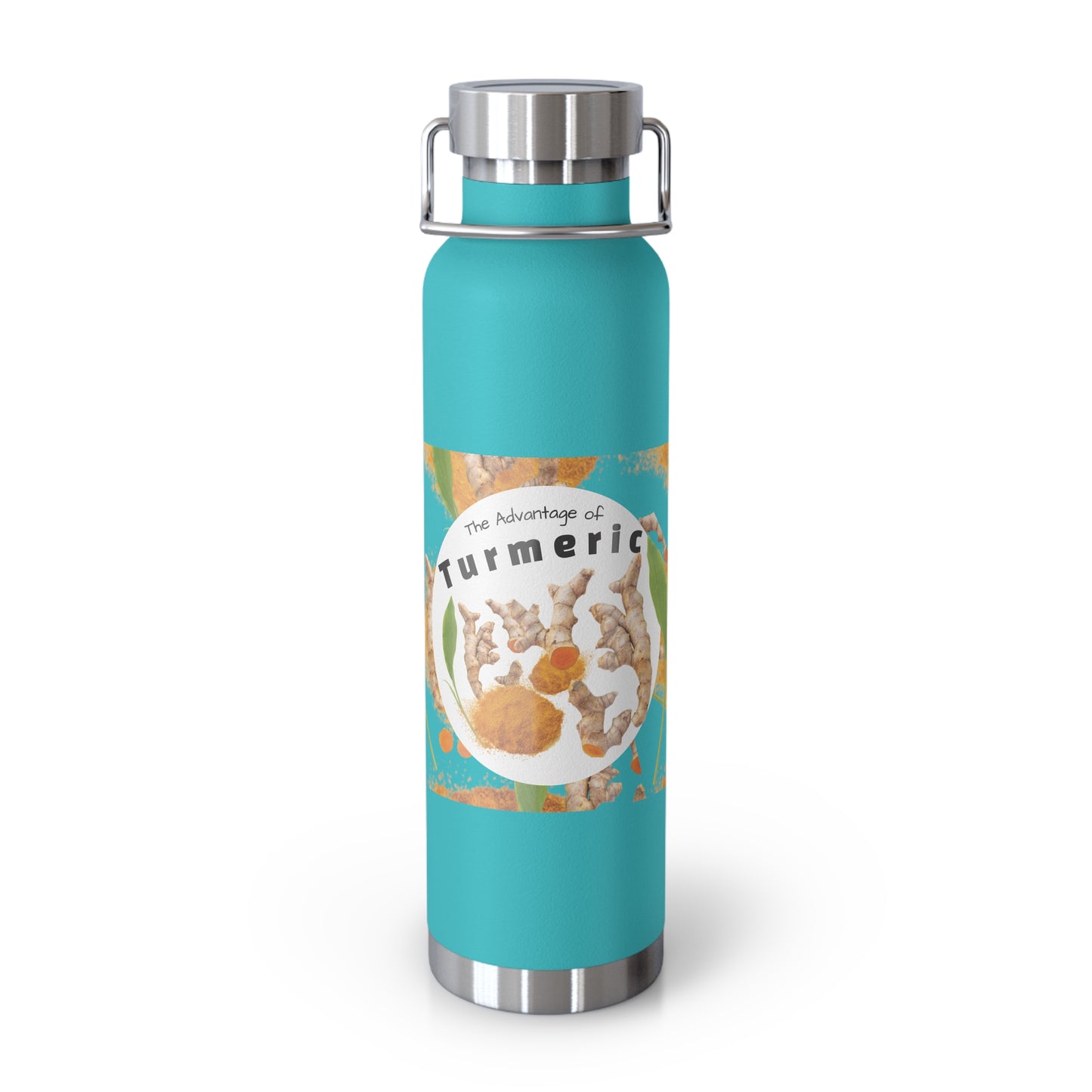 Insulated Water Bottle  "The Advantage of Turmeric "  Botanical Copper Vacuum 22oz