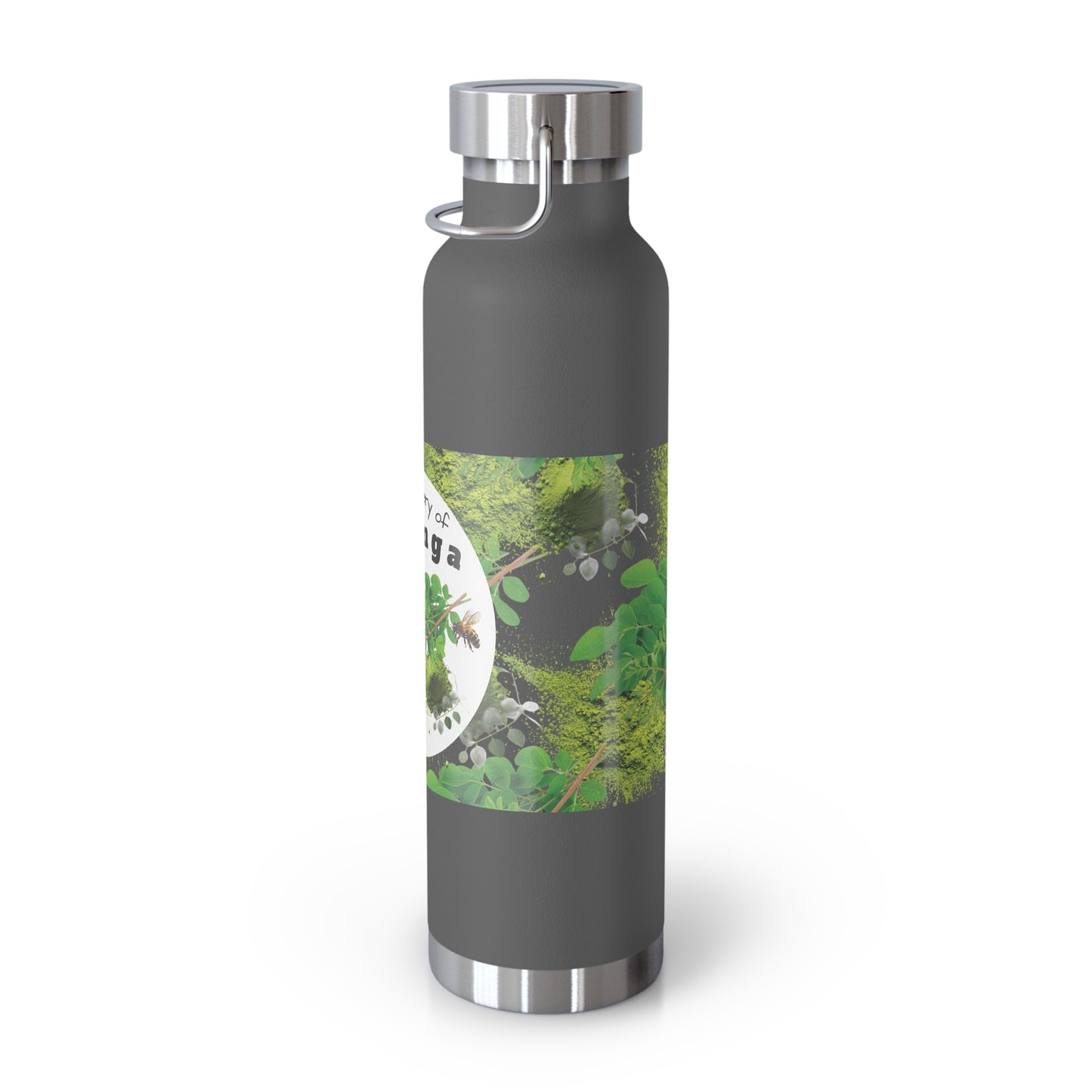 Insulated Water Bottle – ' The Mystery of Moringa ' Botanical Copper Vacuum 22oz