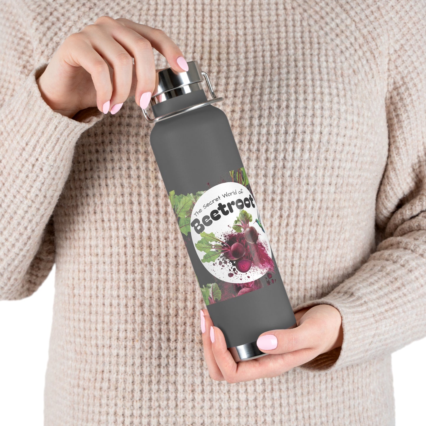Insulated Water Bottle – 'Beetroot' Botanical Copper Vacuum 22oz