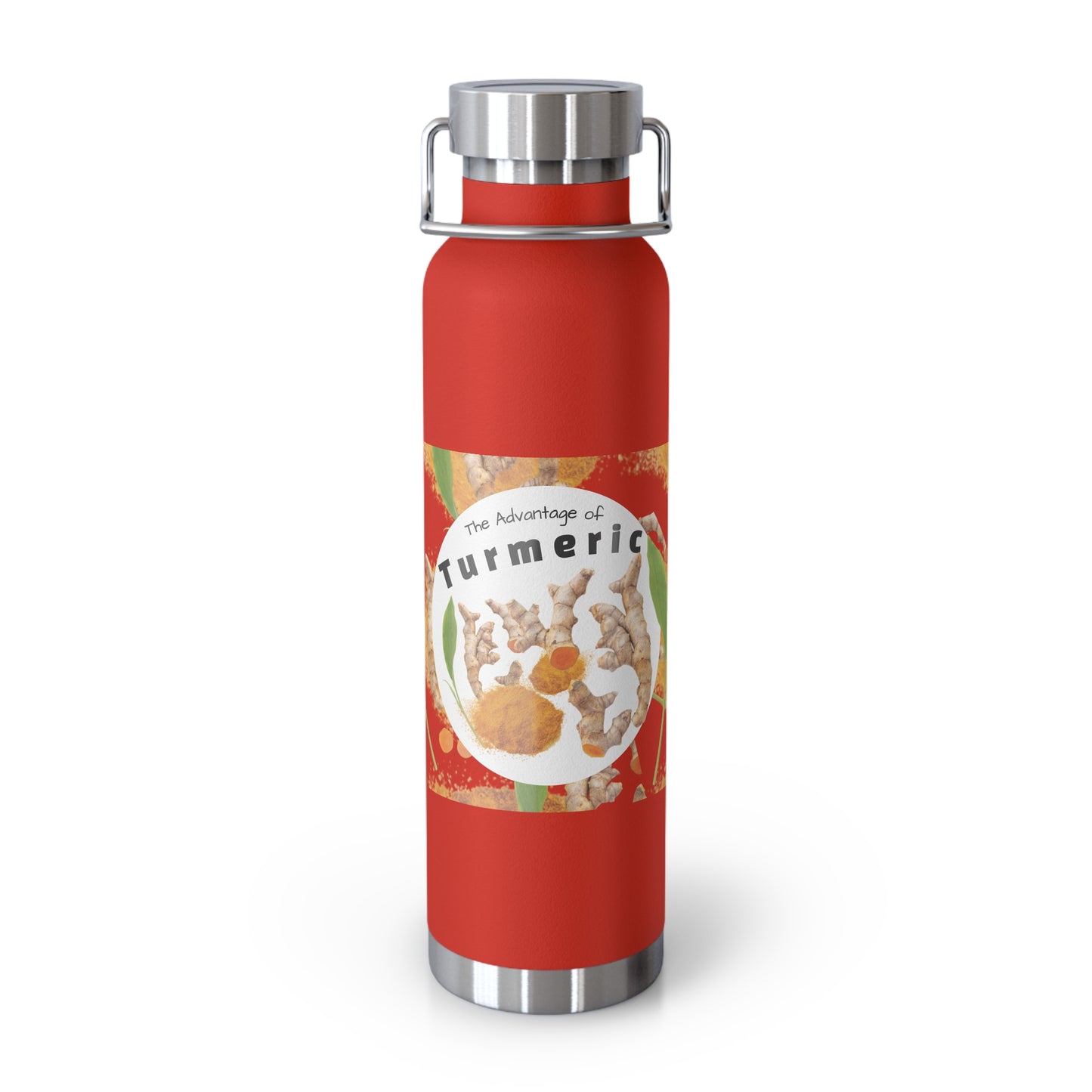 Insulated Water Bottle  "The Advantage of Turmeric "  Botanical Copper Vacuum 22oz