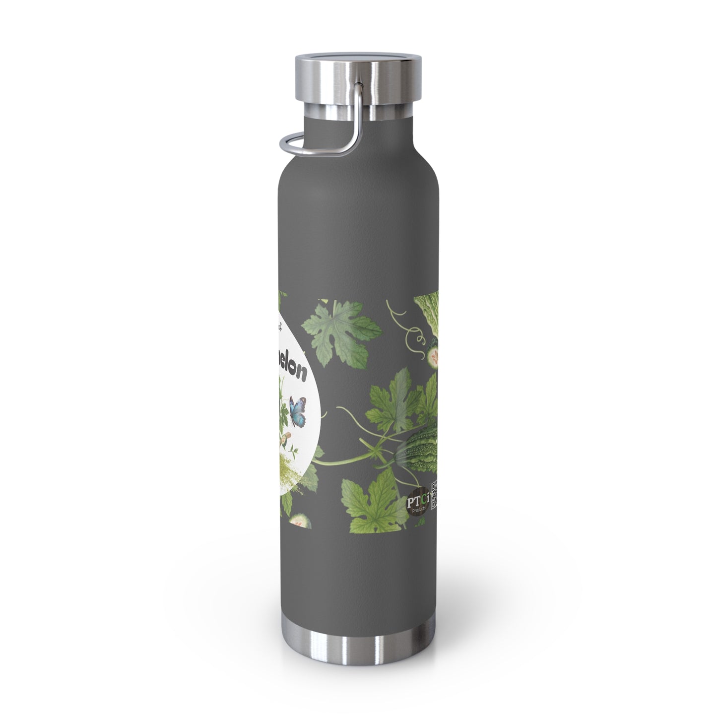 Insulated Water Bottle – 'Bitter Melon' Botanical Copper Vacuum 22oz