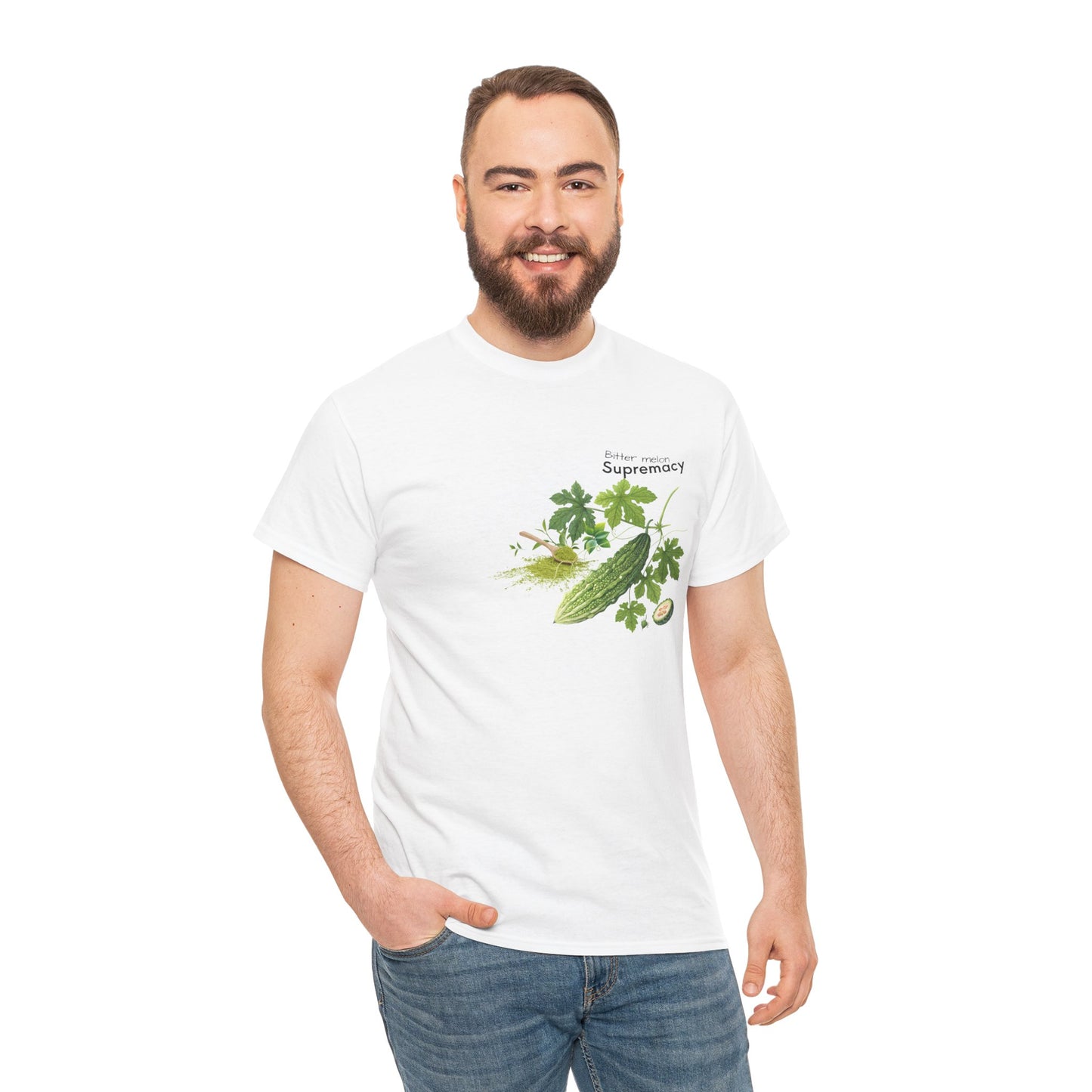 Bitter Melon Tee  ( Simple )- The Wonders of Bitter melon Powder Unisex Heavy Cotton Shirt