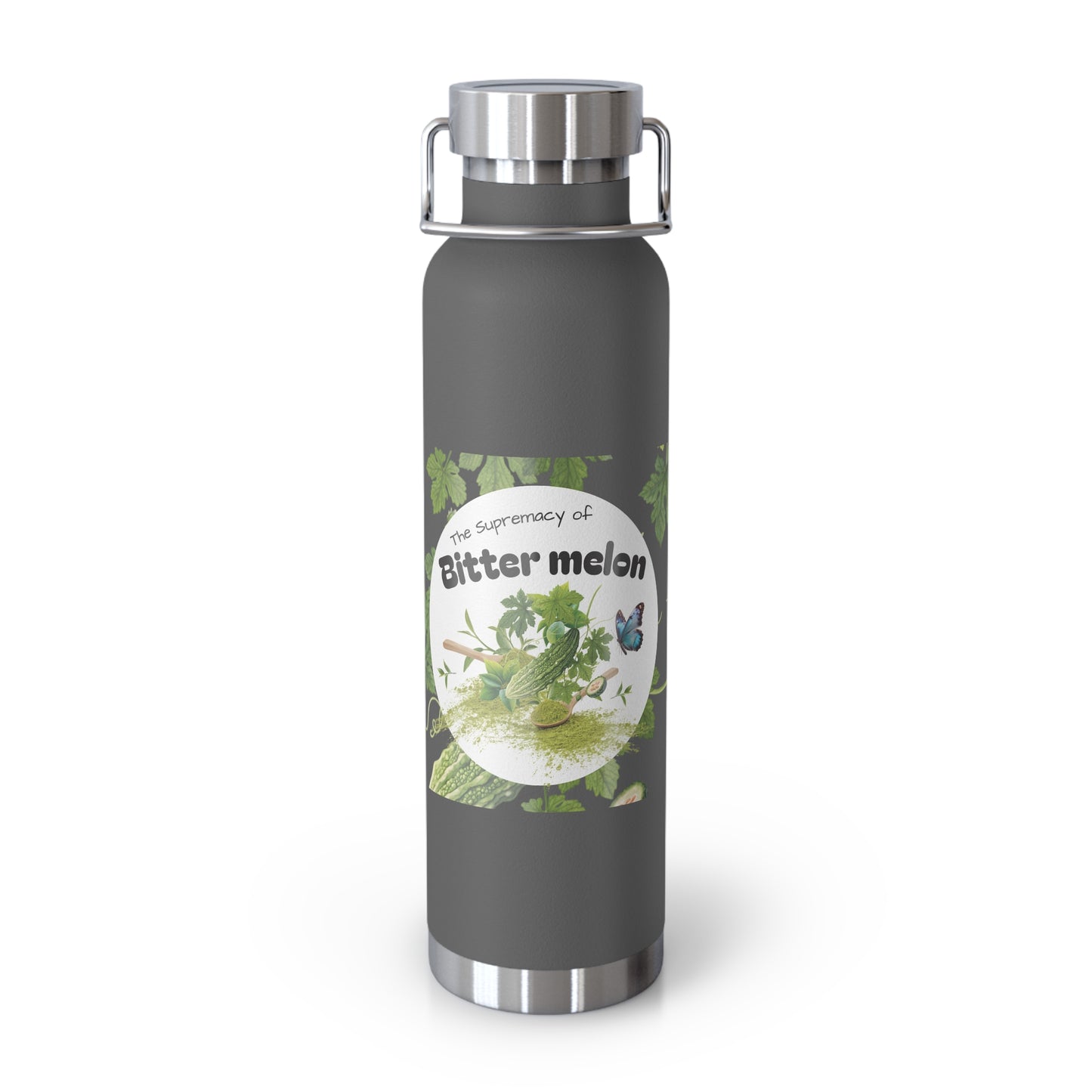 Insulated Water Bottle – 'Bitter Melon' Botanical Copper Vacuum 22oz