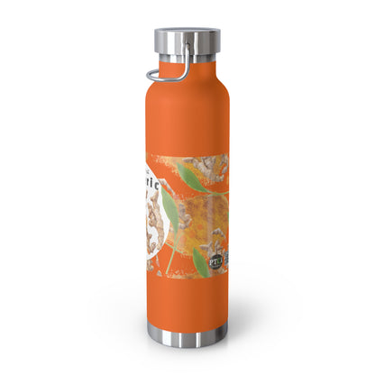 Insulated Water Bottle  "The Advantage of Turmeric "  Botanical Copper Vacuum 22oz