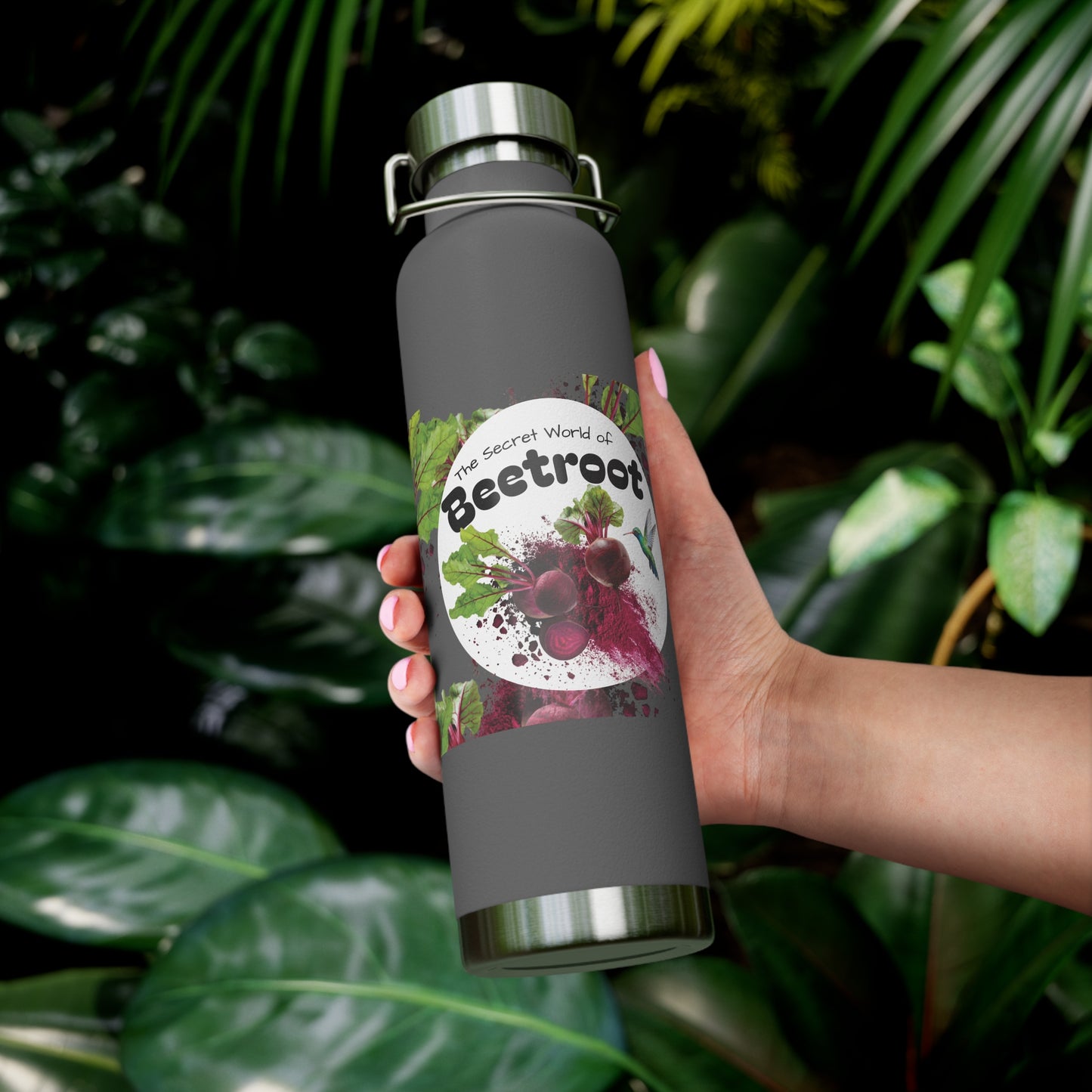 Insulated Water Bottle – 'Beetroot' Botanical Copper Vacuum 22oz