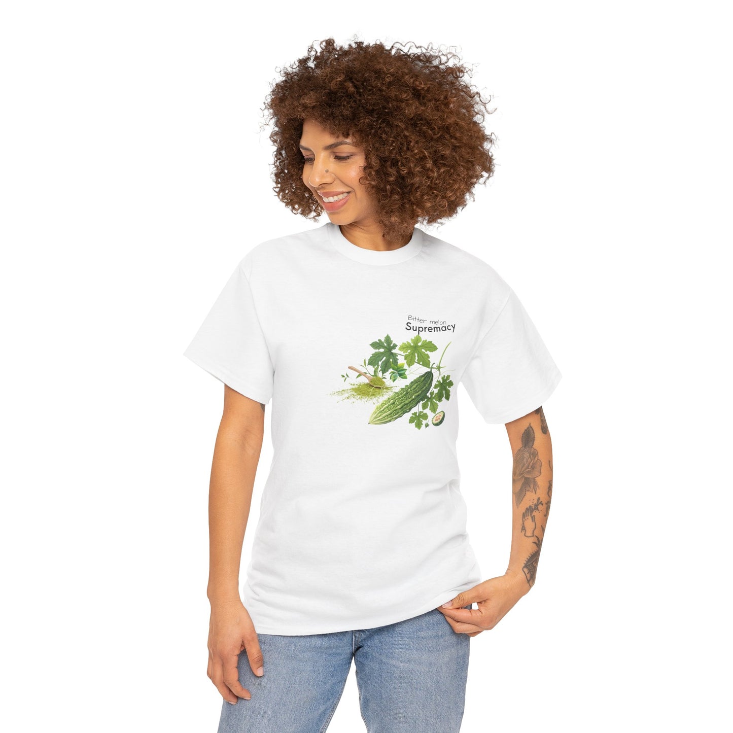 Bitter Melon Tee  ( Simple )- The Wonders of Bitter melon Powder Unisex Heavy Cotton Shirt