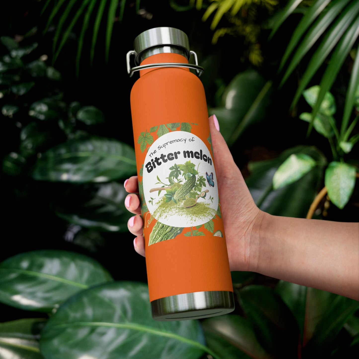 Insulated Water Bottle – 'Bitter Melon' Botanical Copper Vacuum 22oz