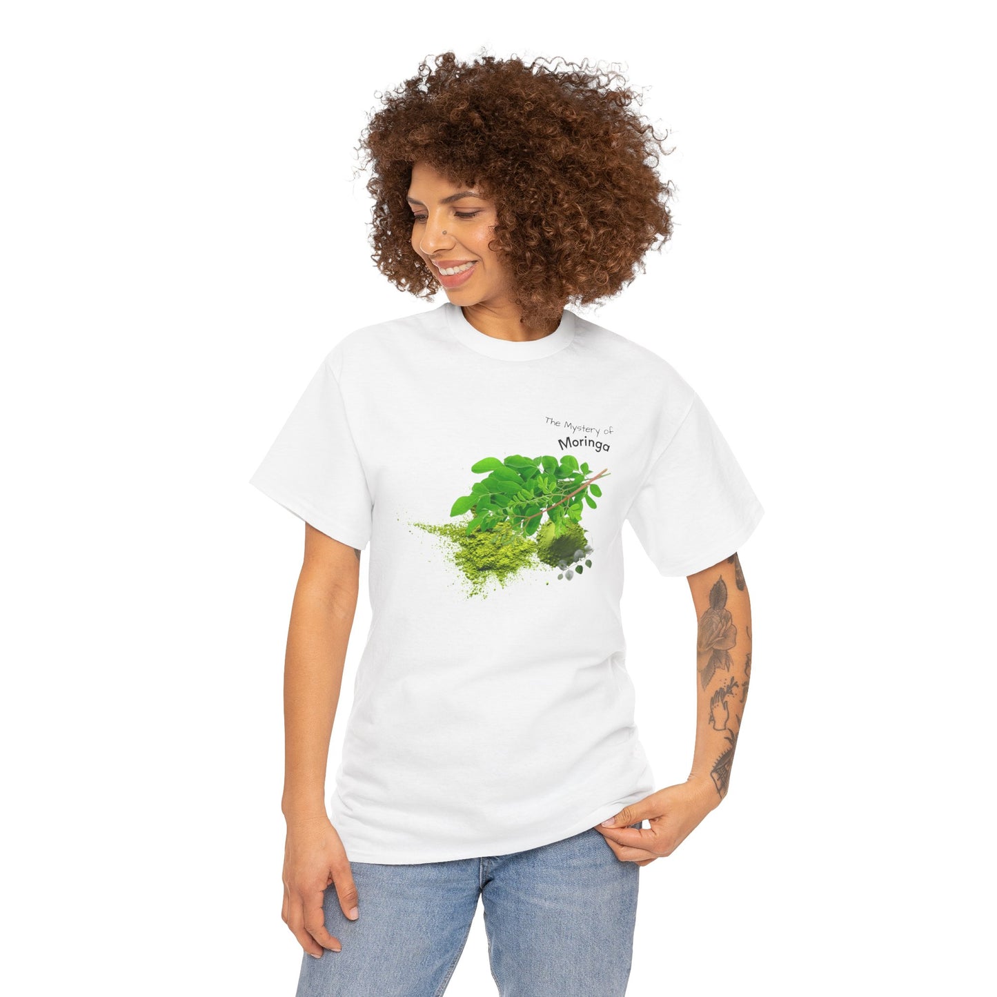 Moringa Tee ( Simple )  - The Mystery of Moringa Powder Unisex Heavy Cotton Shirt