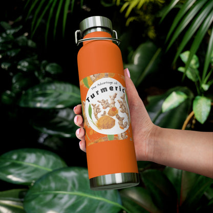 Insulated Water Bottle  "The Advantage of Turmeric "  Botanical Copper Vacuum 22oz