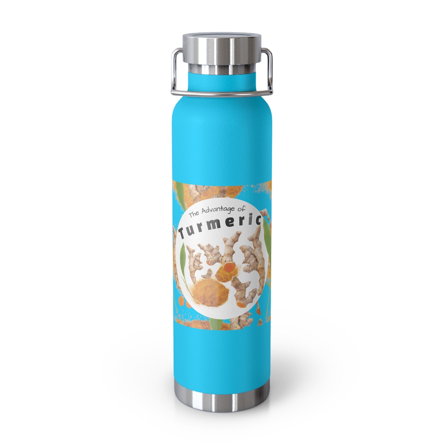Insulated Water Bottle  "The Advantage of Turmeric "  Botanical Copper Vacuum 22oz