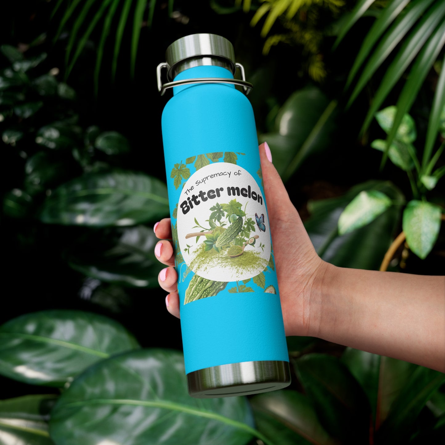 Insulated Water Bottle – 'Bitter Melon' Botanical Copper Vacuum 22oz