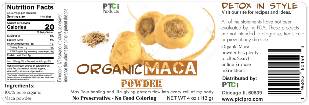 100% ORGANIC MACA POWDER - 4 oz