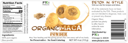 100% ORGANIC MACA POWDER - 4 oz